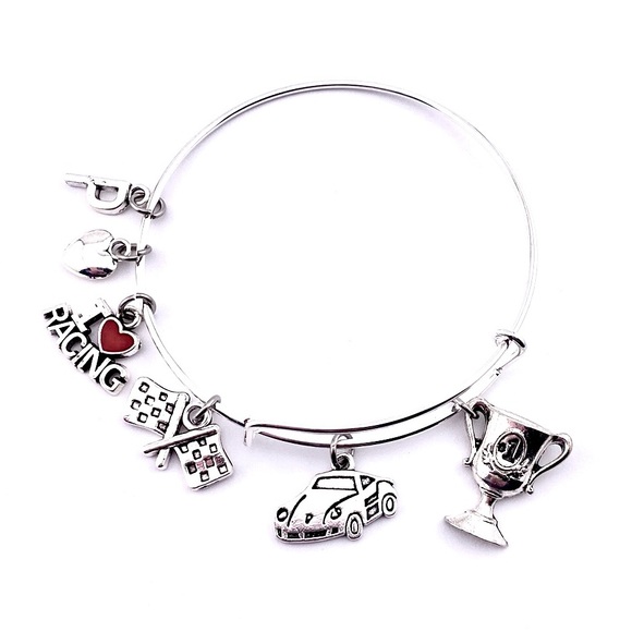 I Love Racing Charm Bracelet Race Car - Picture 2 of 5